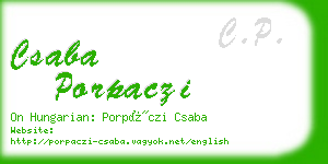 csaba porpaczi business card